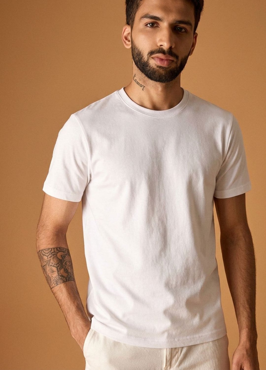 White Fitted Organic Cotton T Shirt For Men Online