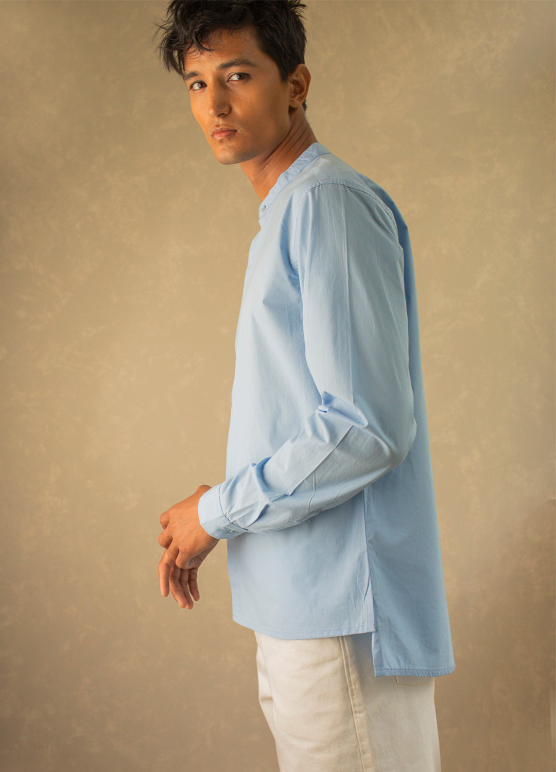 Sky Mandarin Woven Shirt