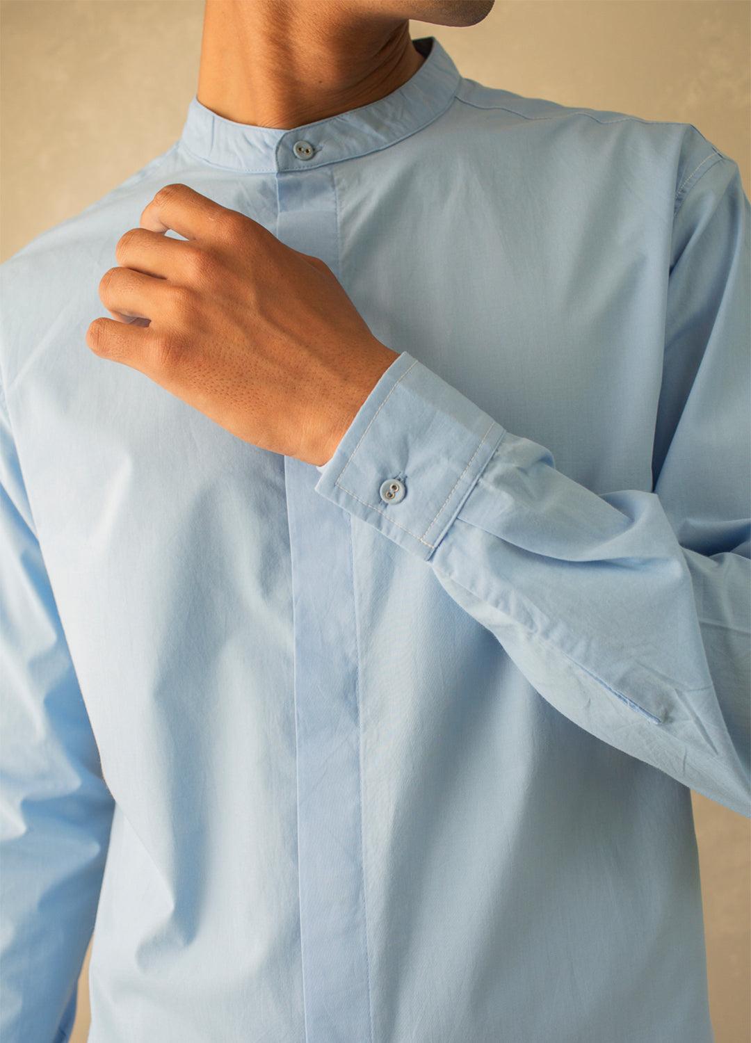 Sky Mandarin Woven Shirt