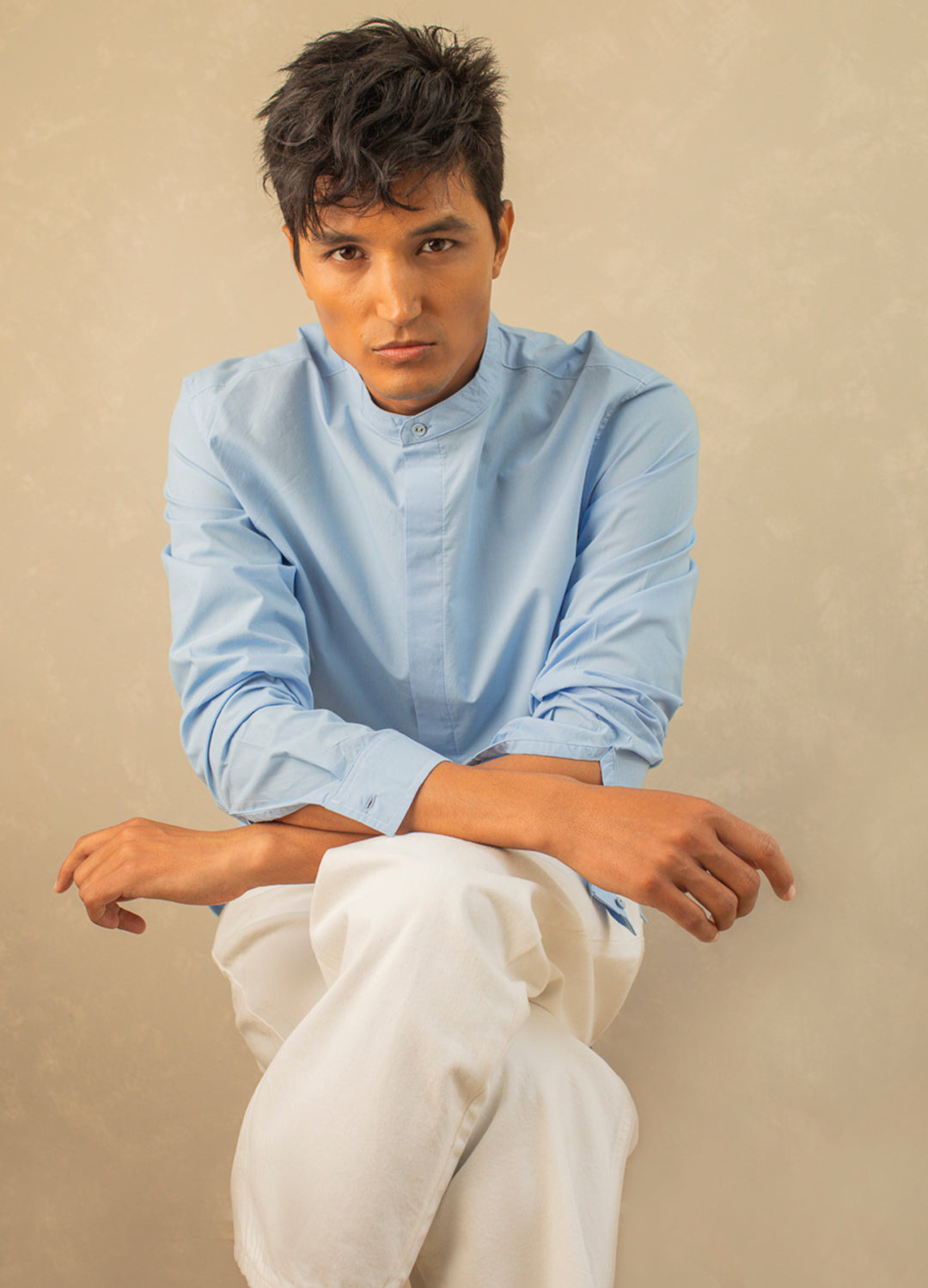 Sky Mandarin Woven Shirt