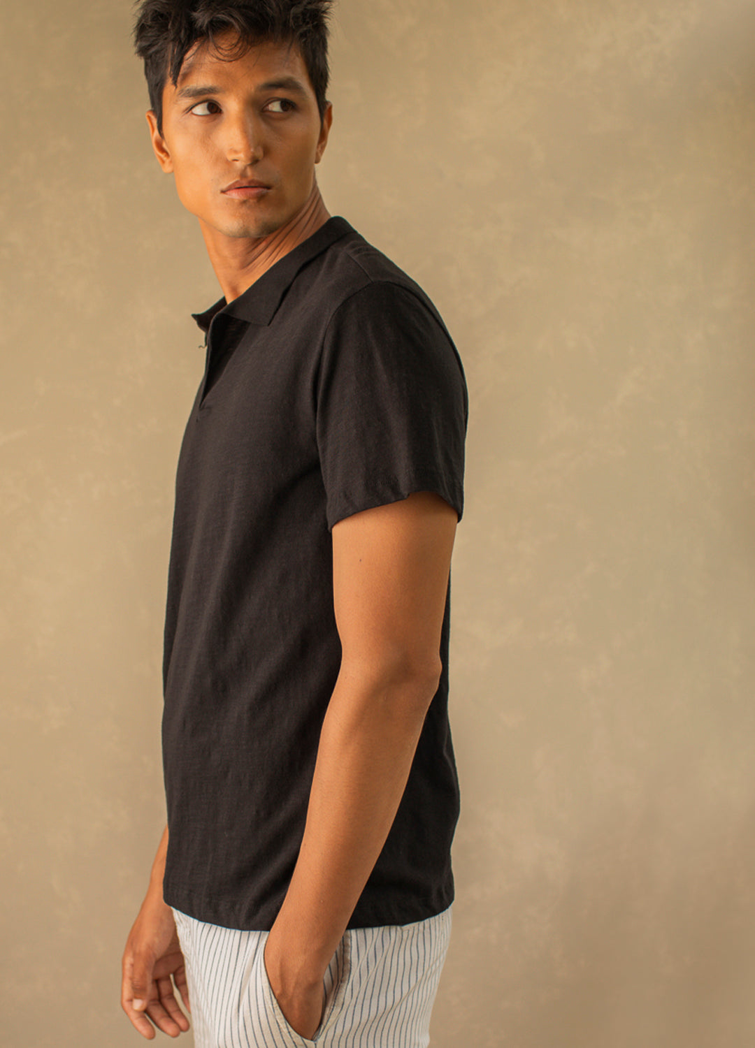 Black Slub Polo
