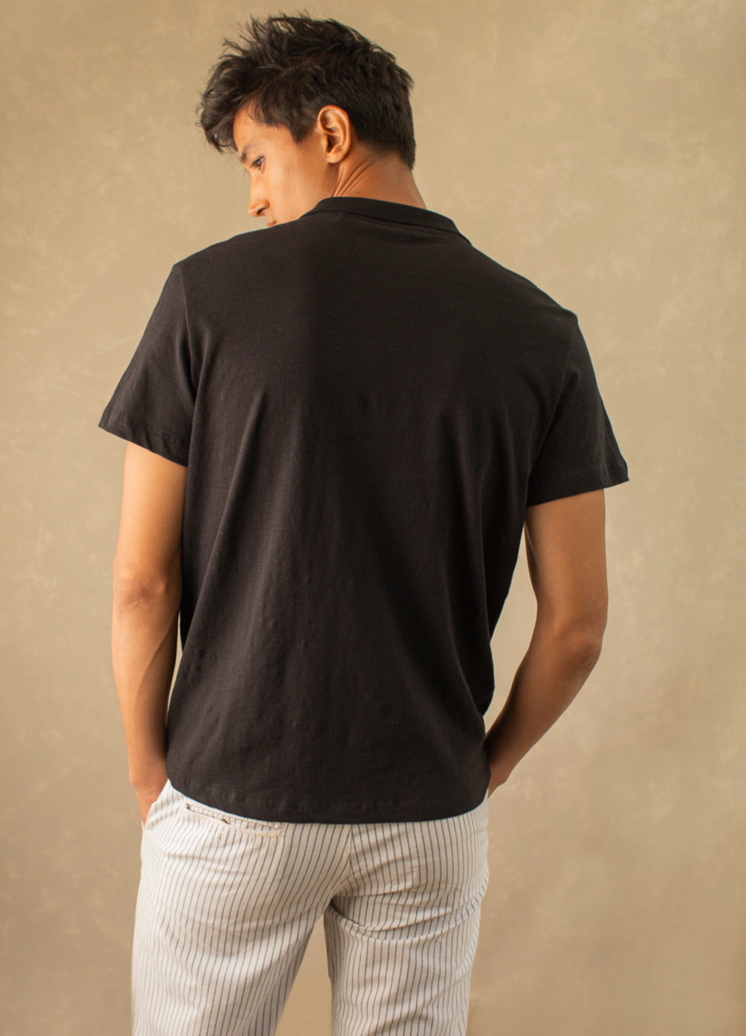 Black Slub Polo