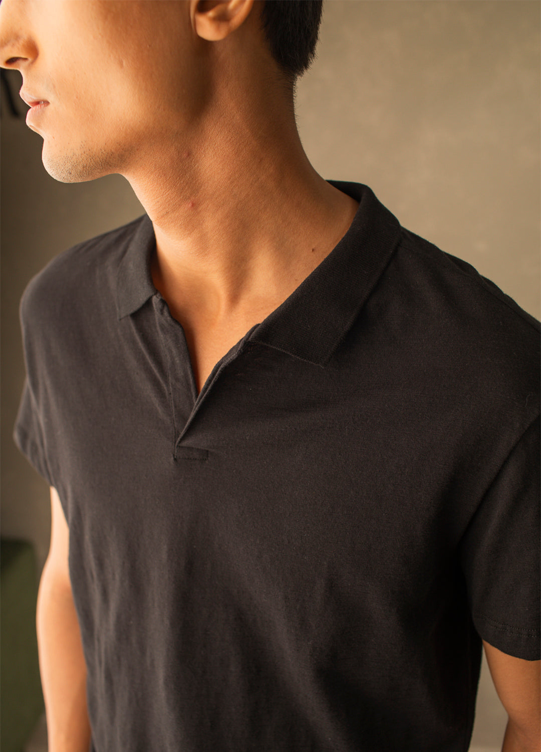 Black Slub Polo