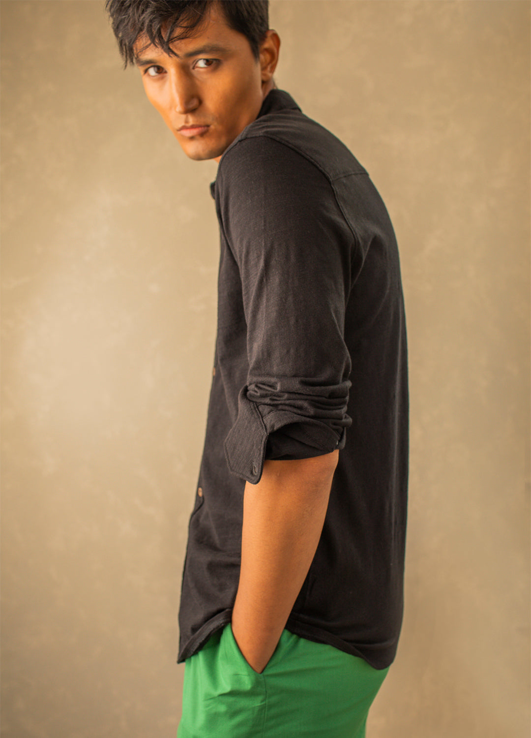 Black Classic Slub Shirt