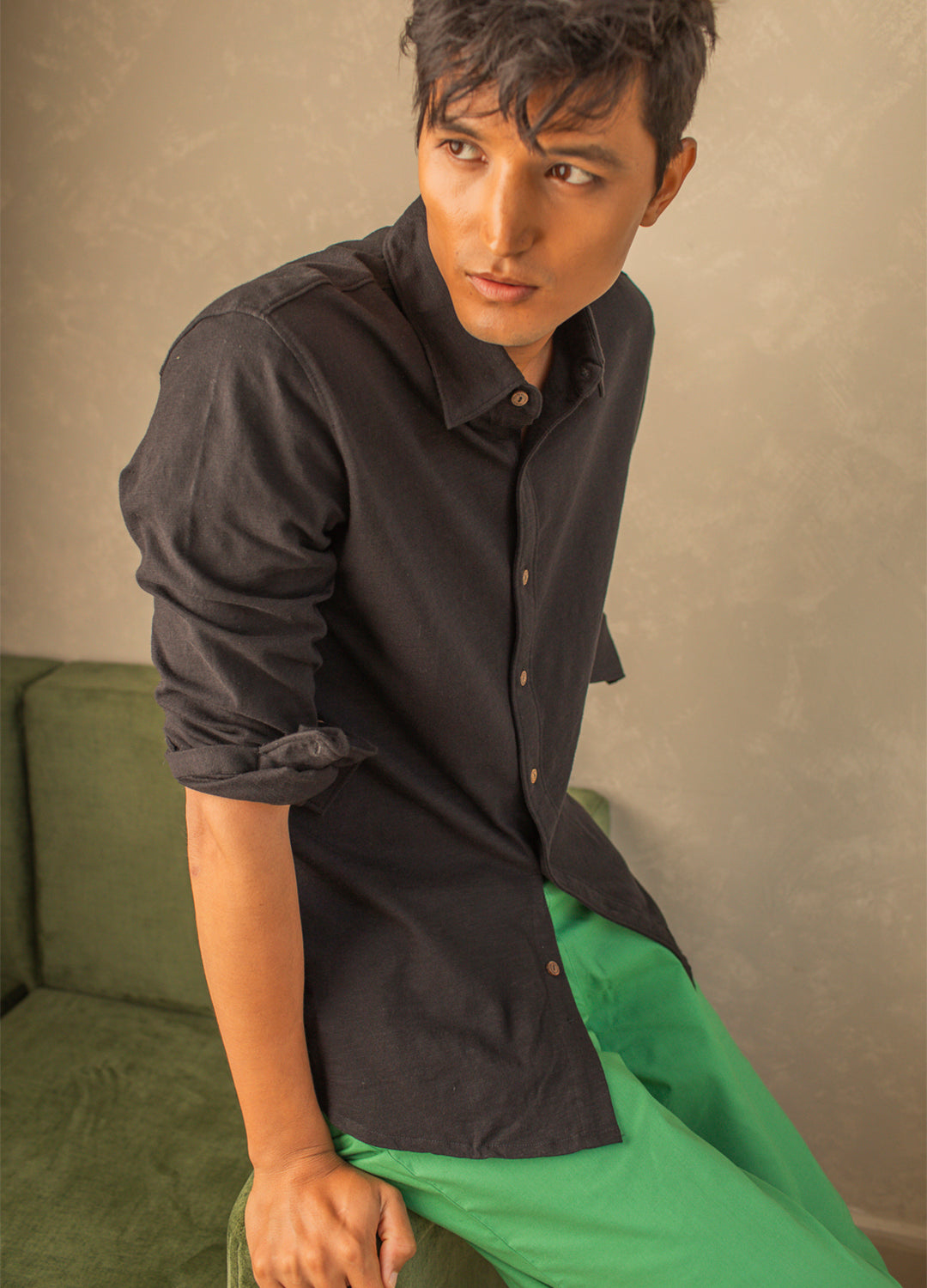 Black Classic Slub Shirt