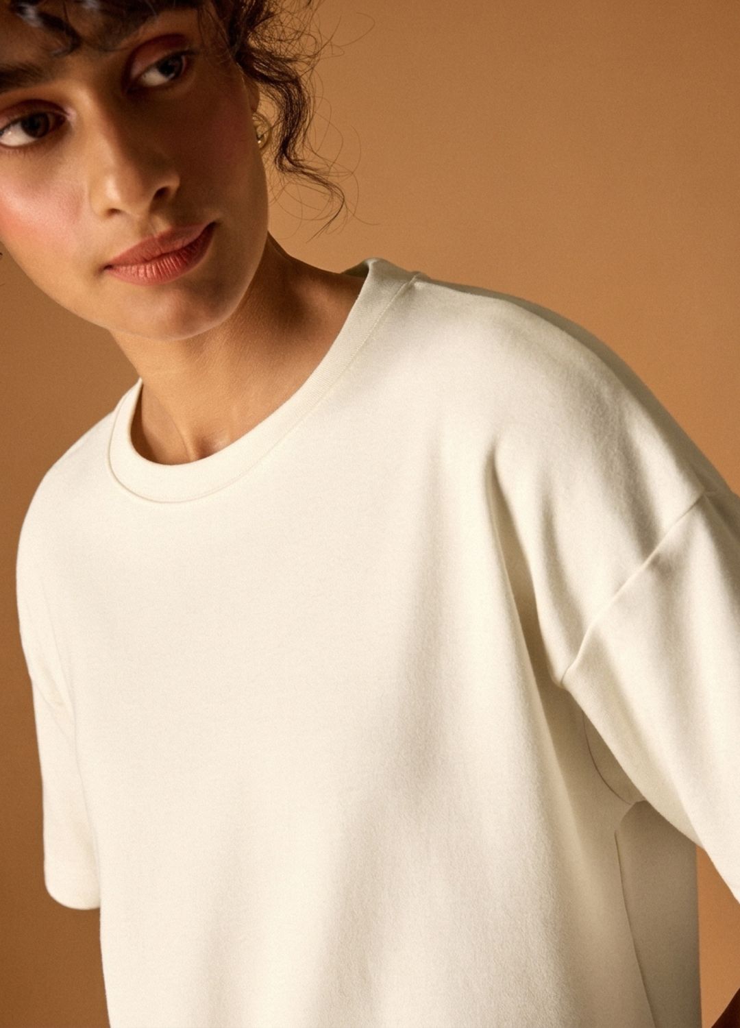 Cream Cropped Tee
