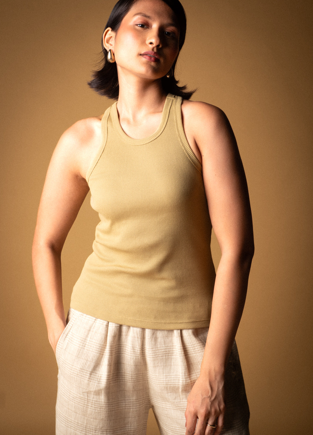 Aloe Green Racerback Organic Cotton Tank Top For Women Online