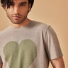 Amour Beige Heart Print Sustainable Organic Cotton T Shirt For Men Online