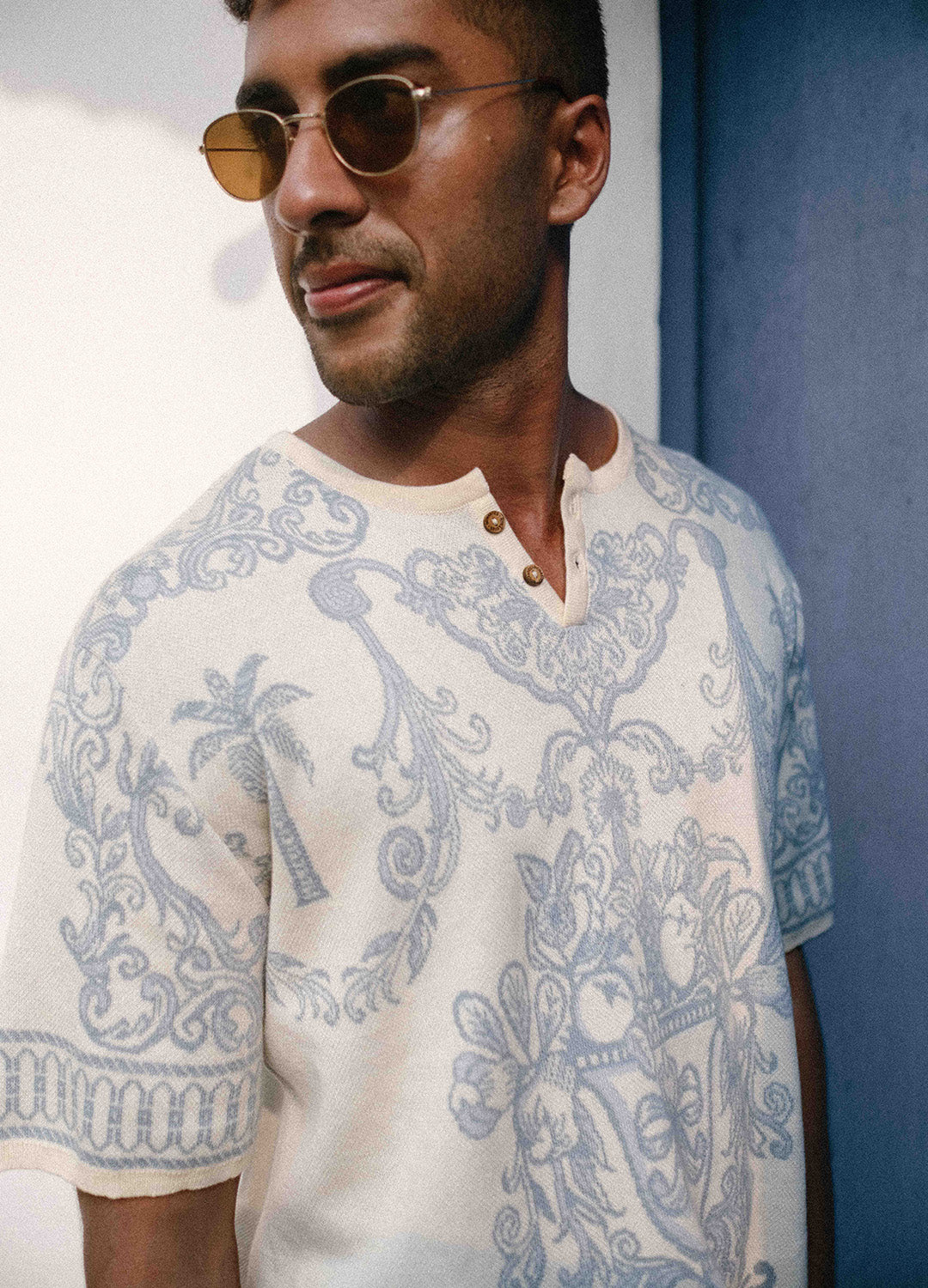 Azul Blue Knit Henley