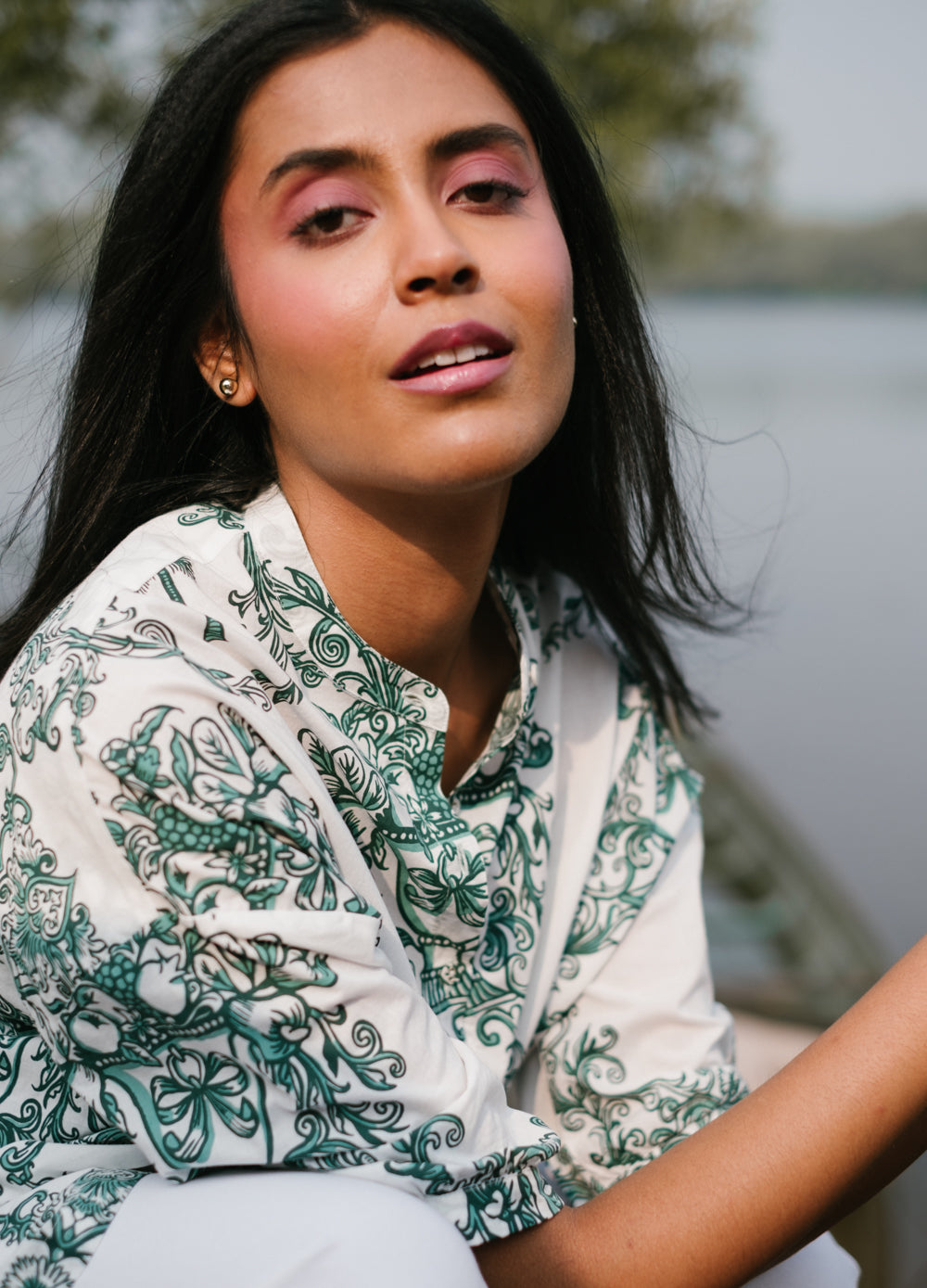 Azul Green Back-Overlap Long Shirt