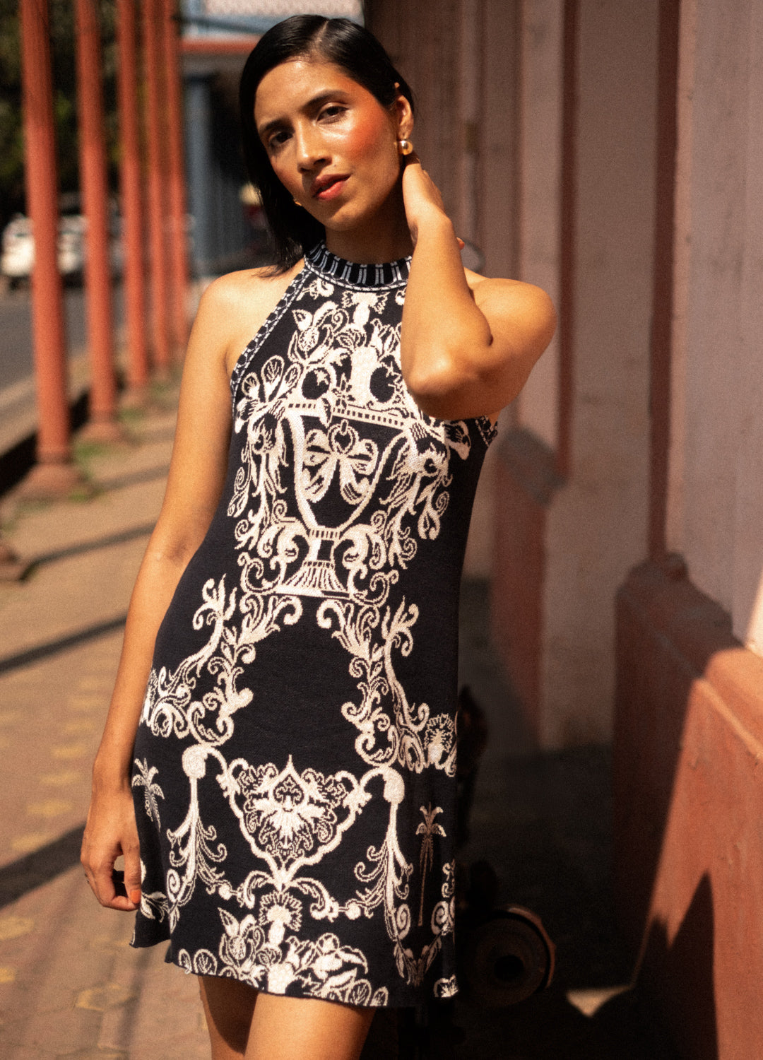 Azul Noir Knit Halter Mini