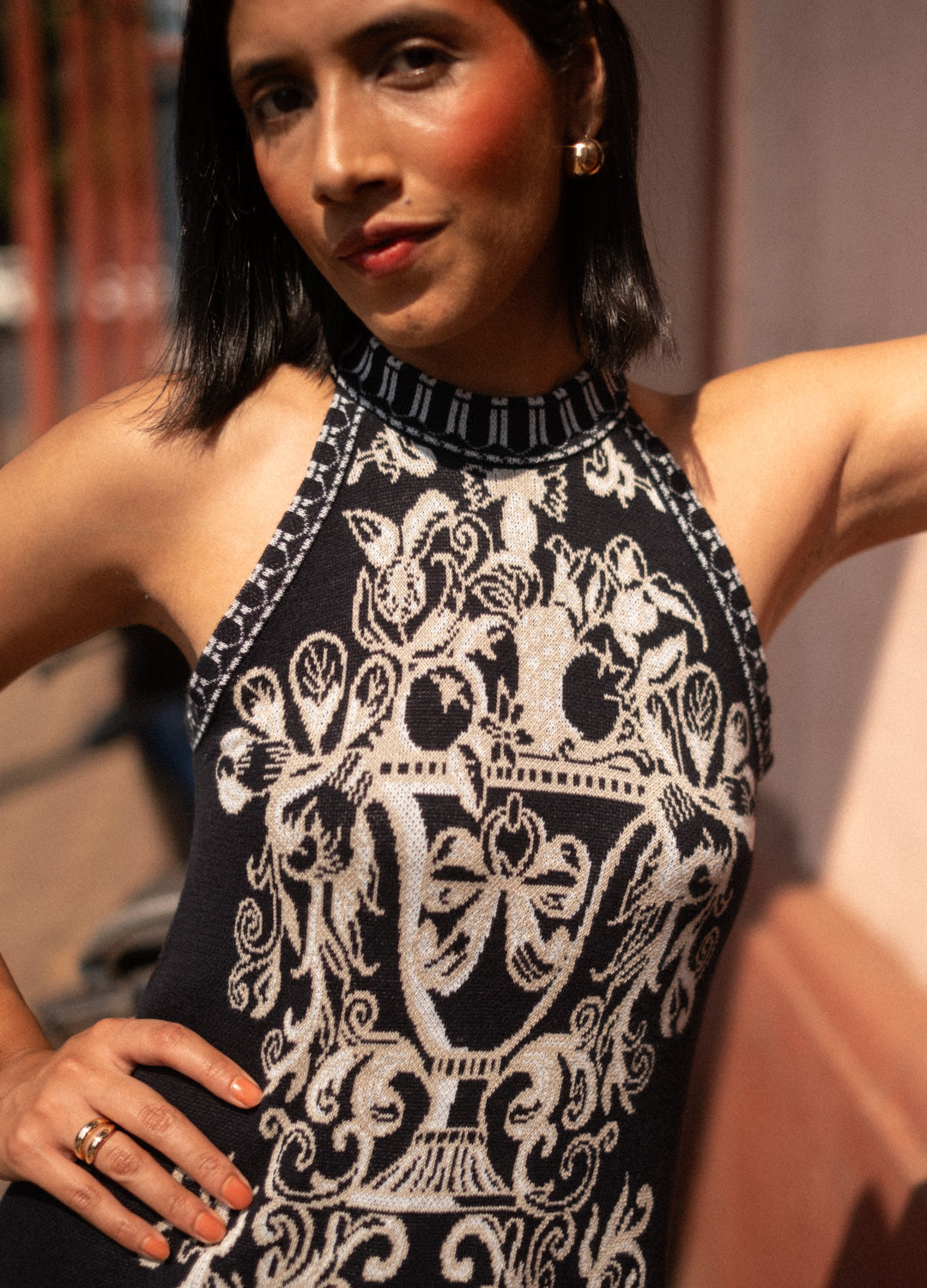 Azul Noir Knit Halter Mini