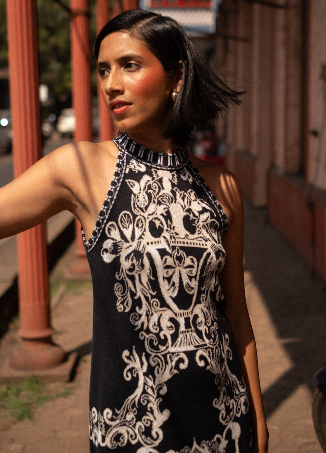 Azul Noir Knit Halter Mini