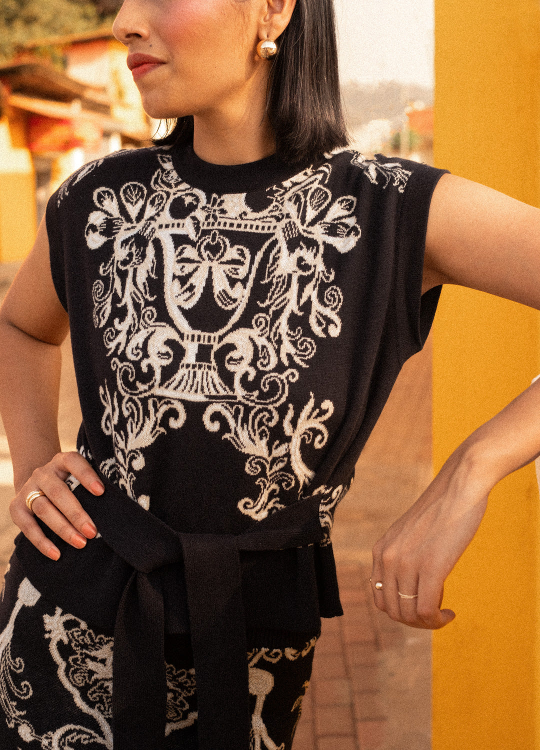 Azul Noir Black Organic Cotton Knit Vest For Women Online