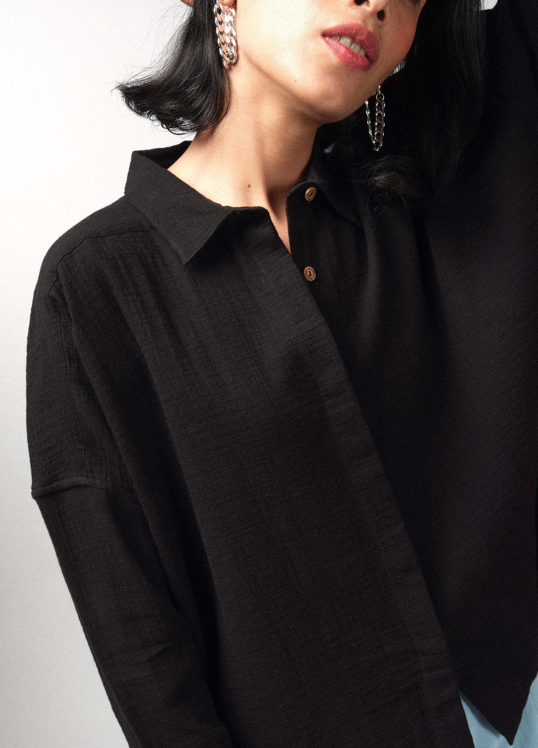 Black Side-Slit Shirt