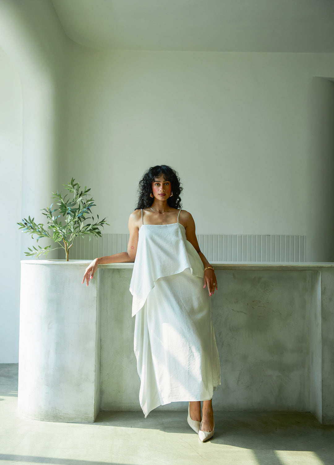 Blanc Scarf Dress