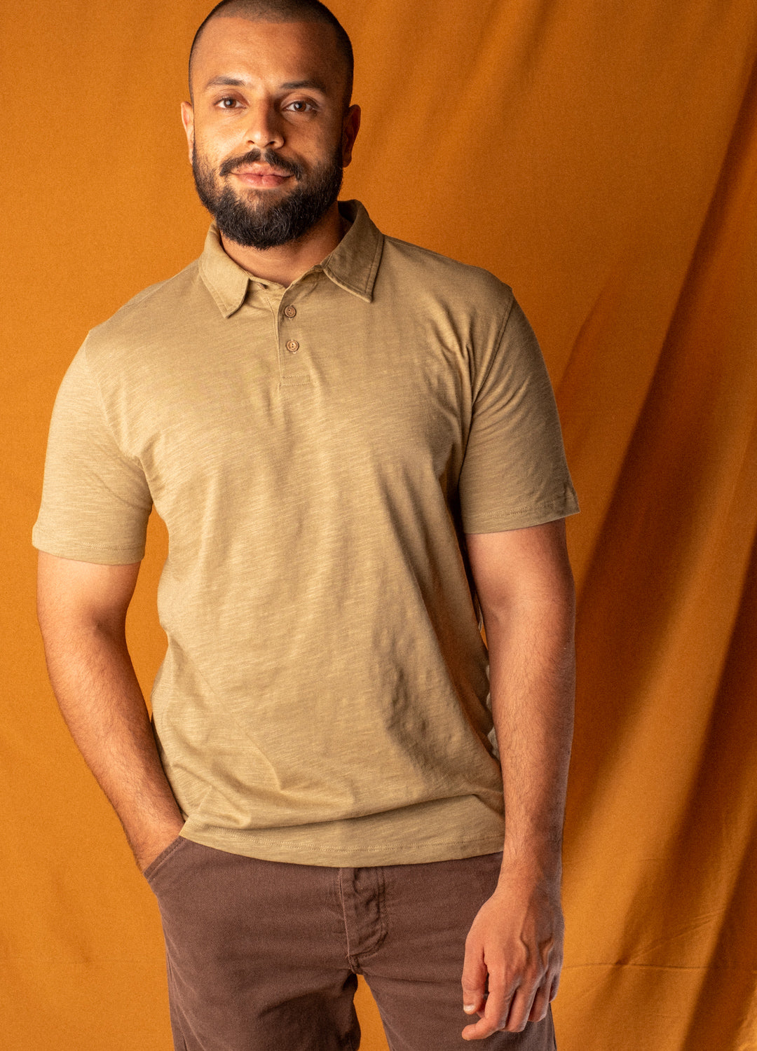Caramel Slub Polo