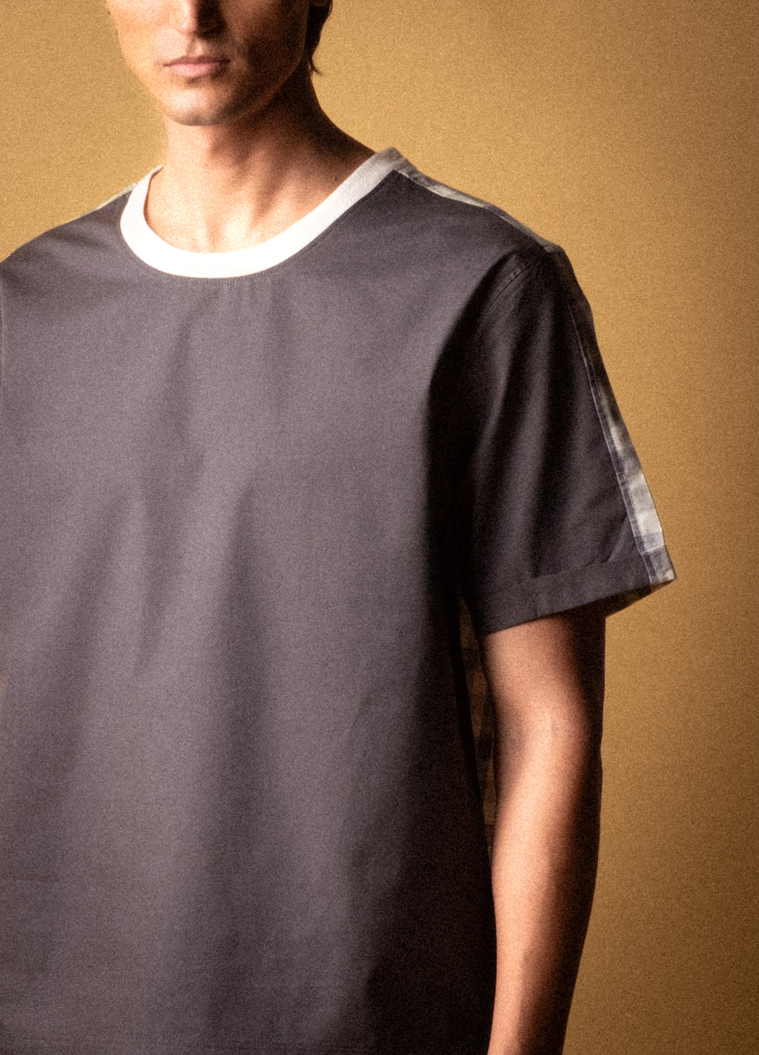 Charcoal Split Woven Tee
