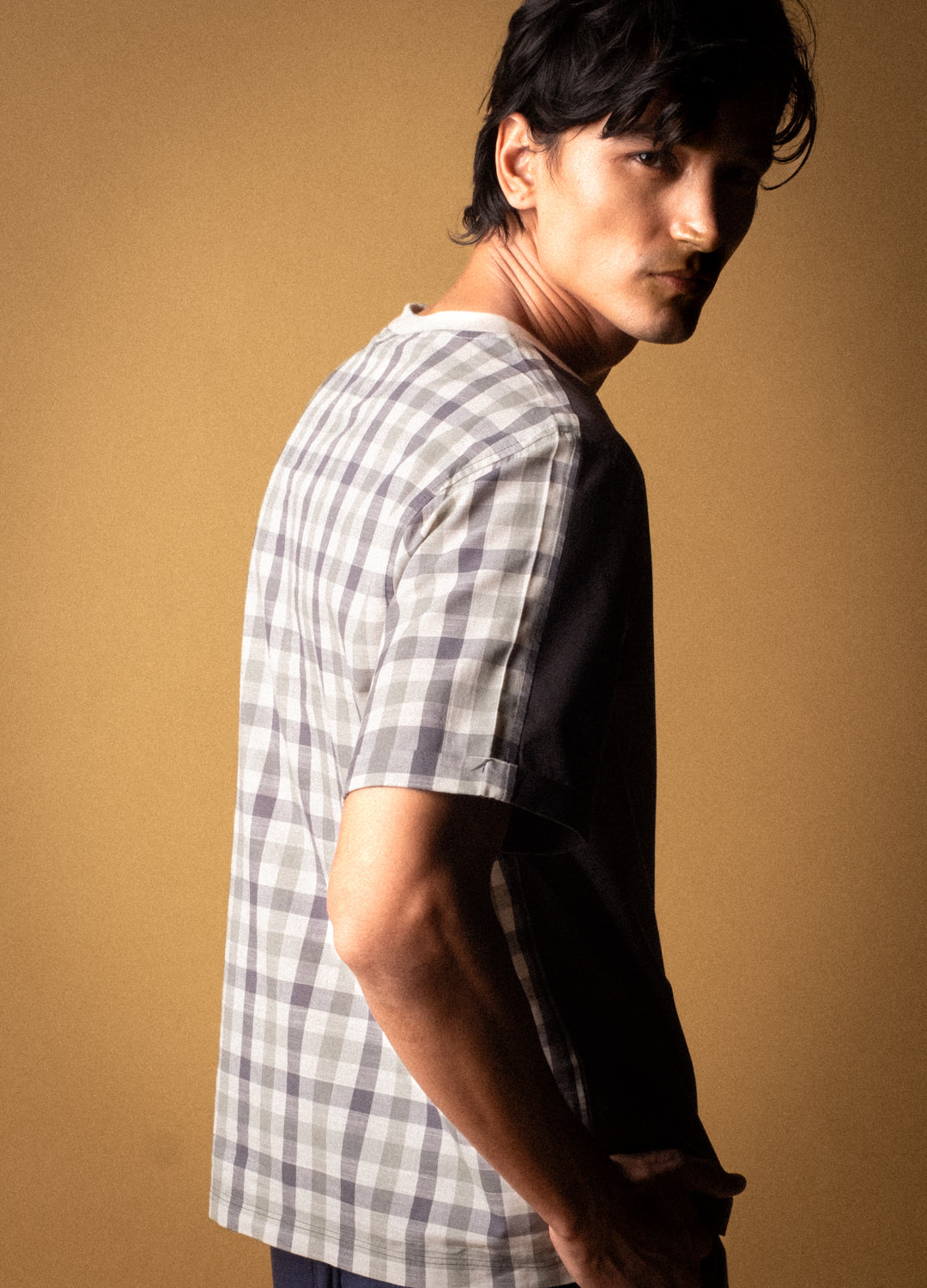 Charcoal Split Woven Tee