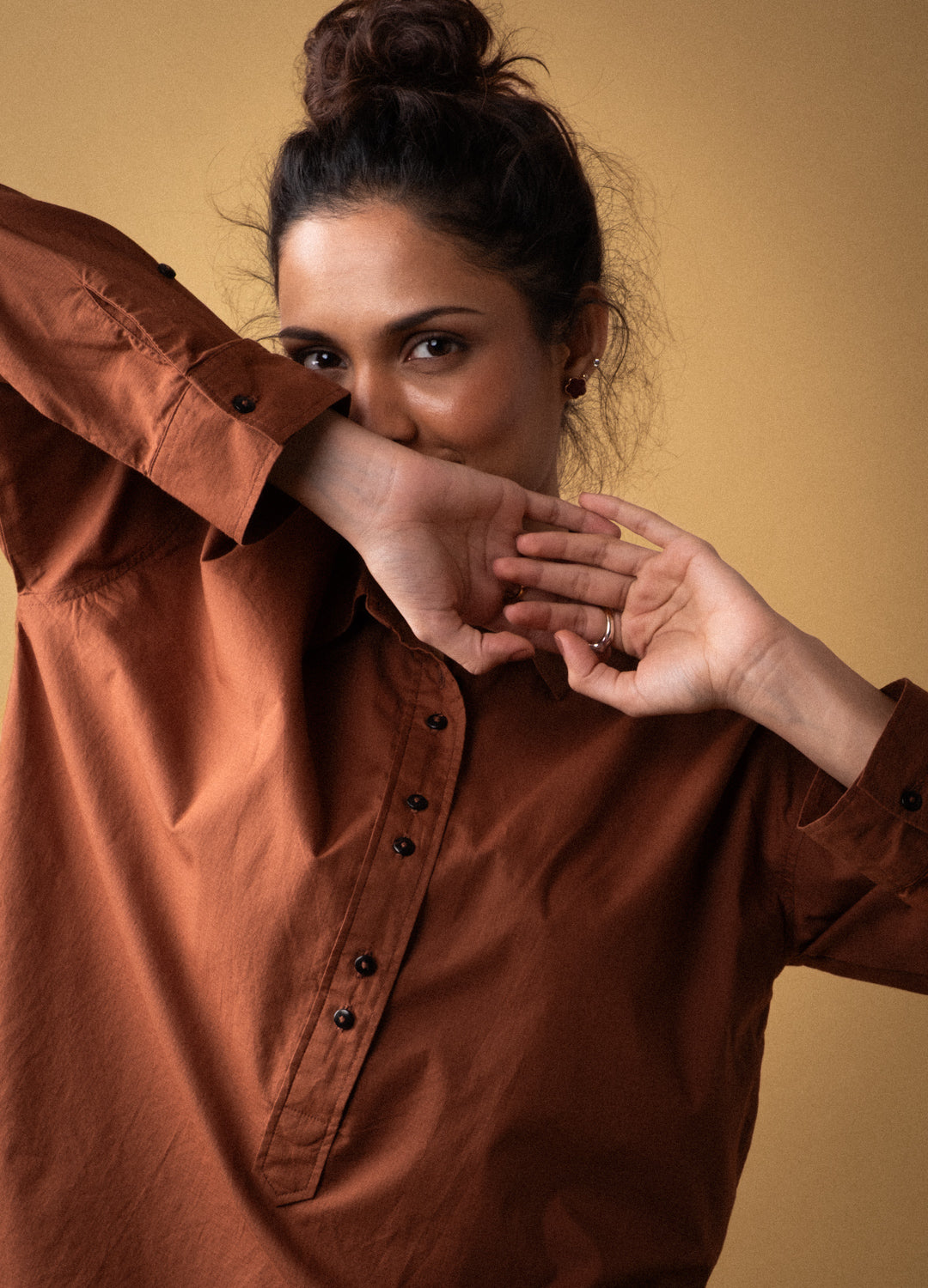 Cinnamon Pop-Over Shirt