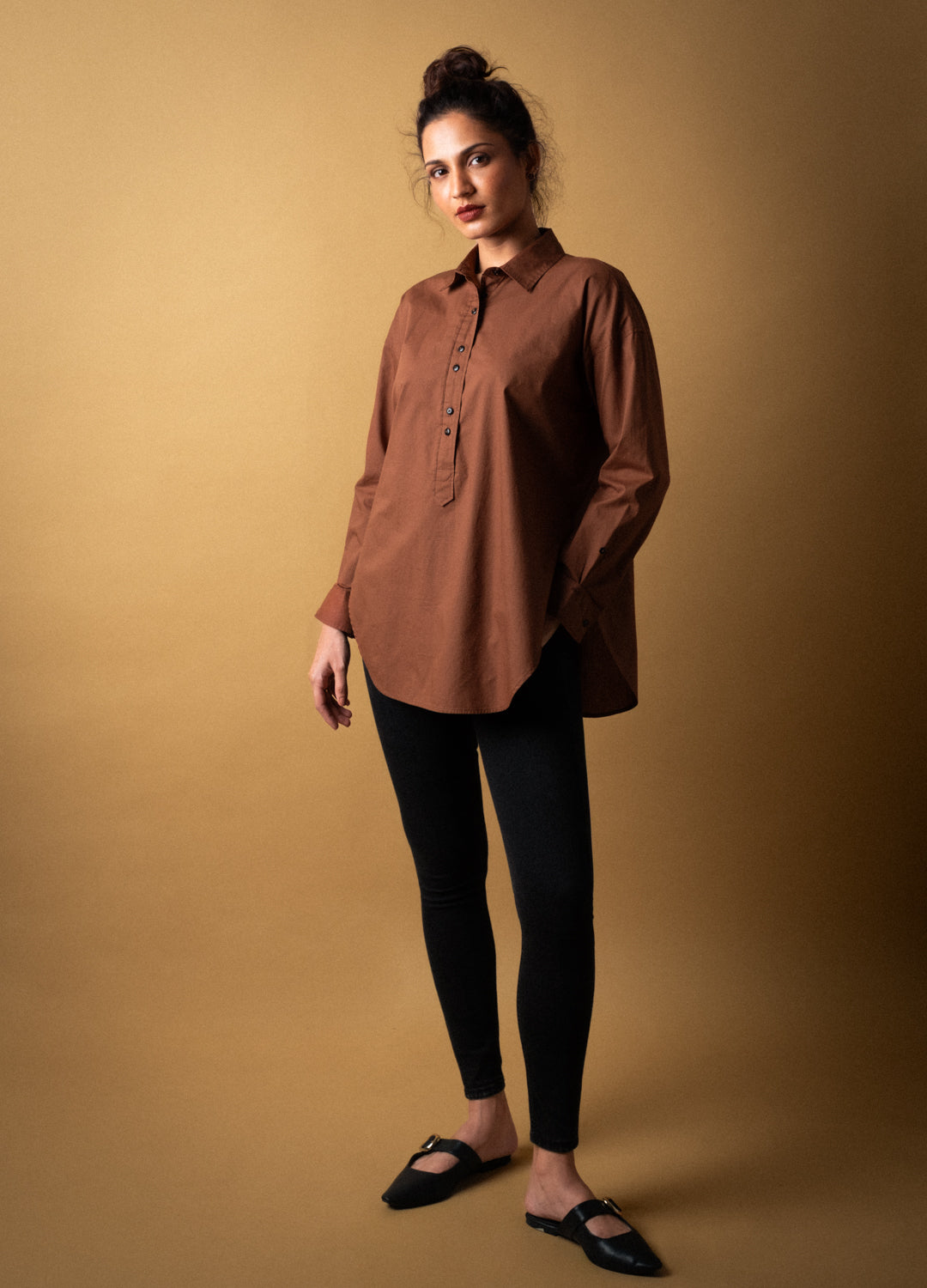 Cinnamon Pop-Over Shirt