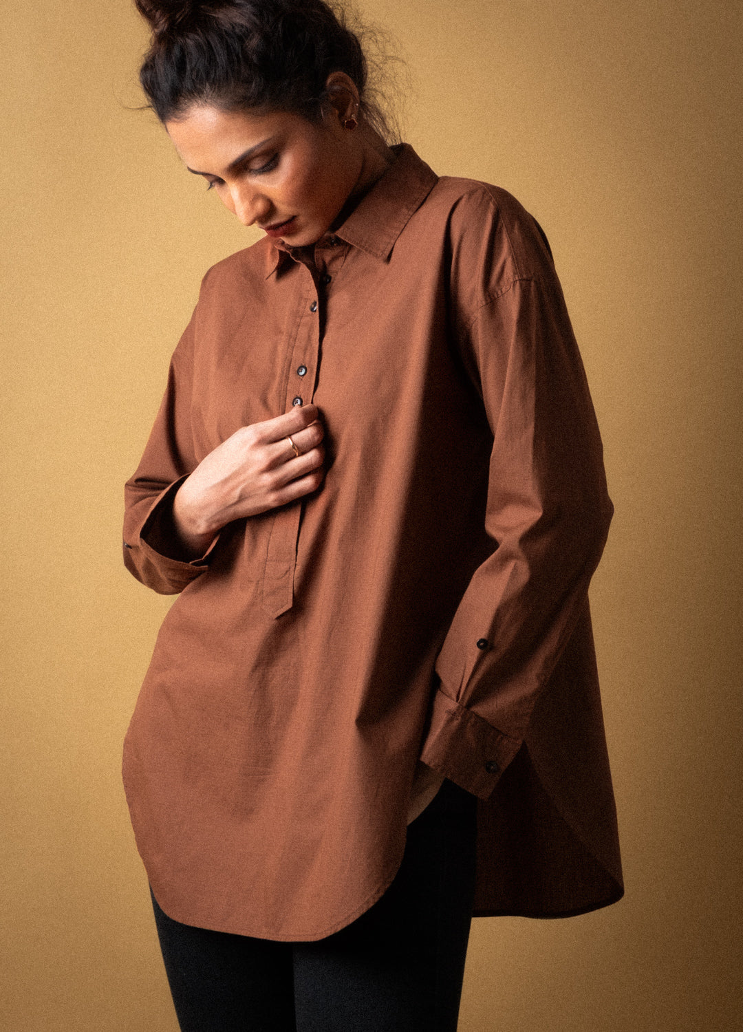 Cinnamon Pop-Over Shirt