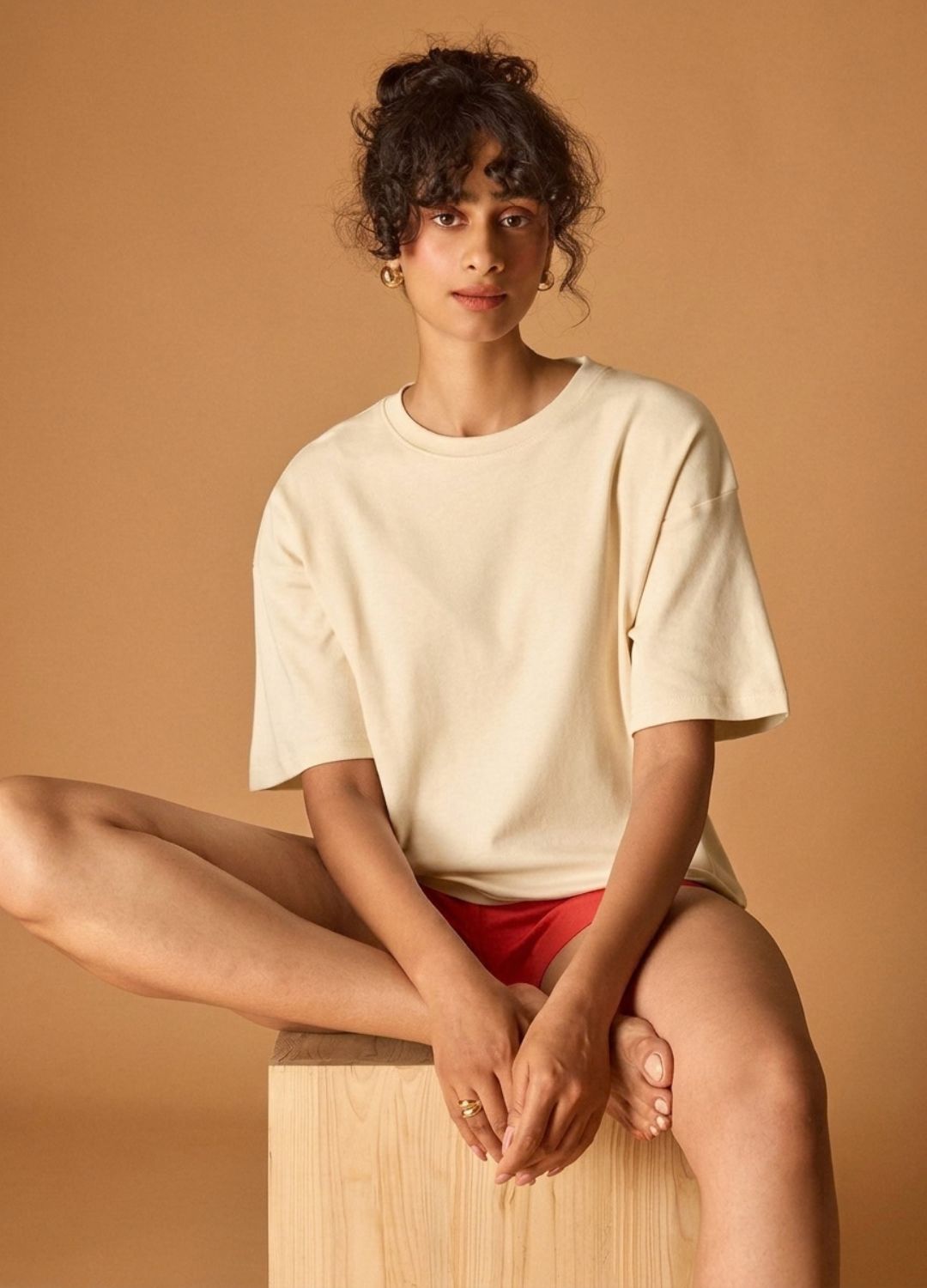 Cream Cropped Tee
