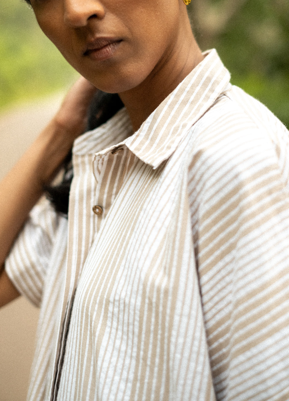 Sand Stripe Shirt Dress