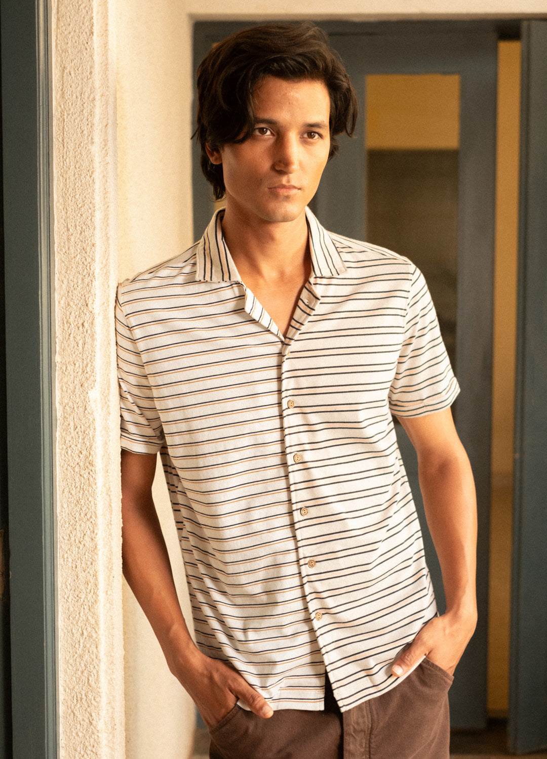 Dual Stripe Cuban Jersey Shirt