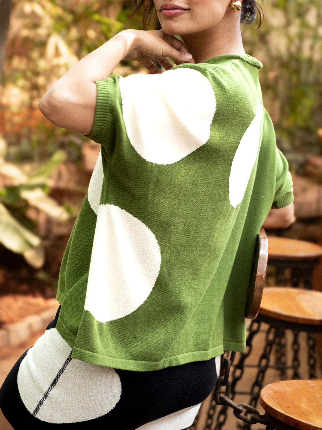 Emerald Polka Knit Top