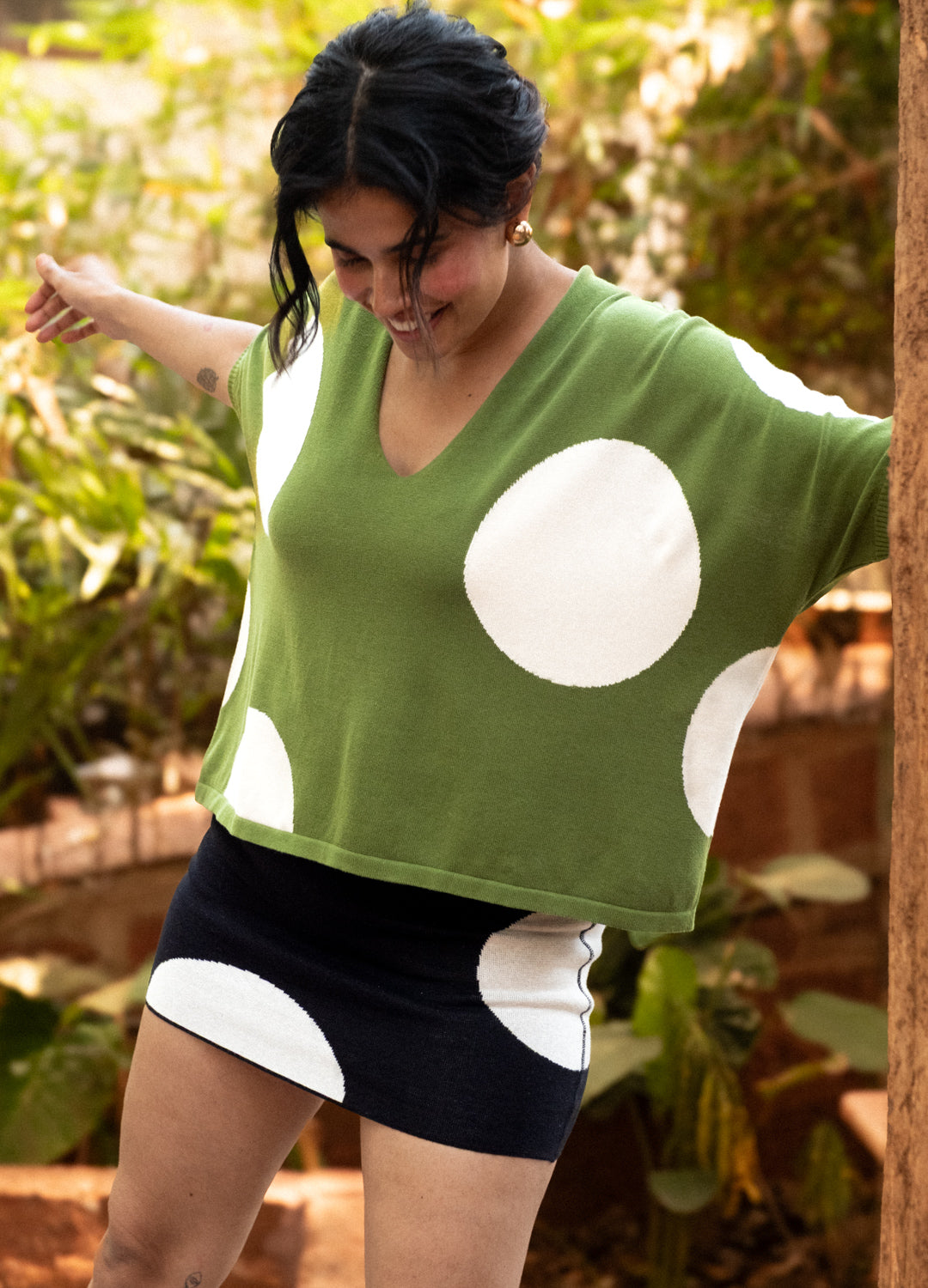 Emerald Polka Knit Top