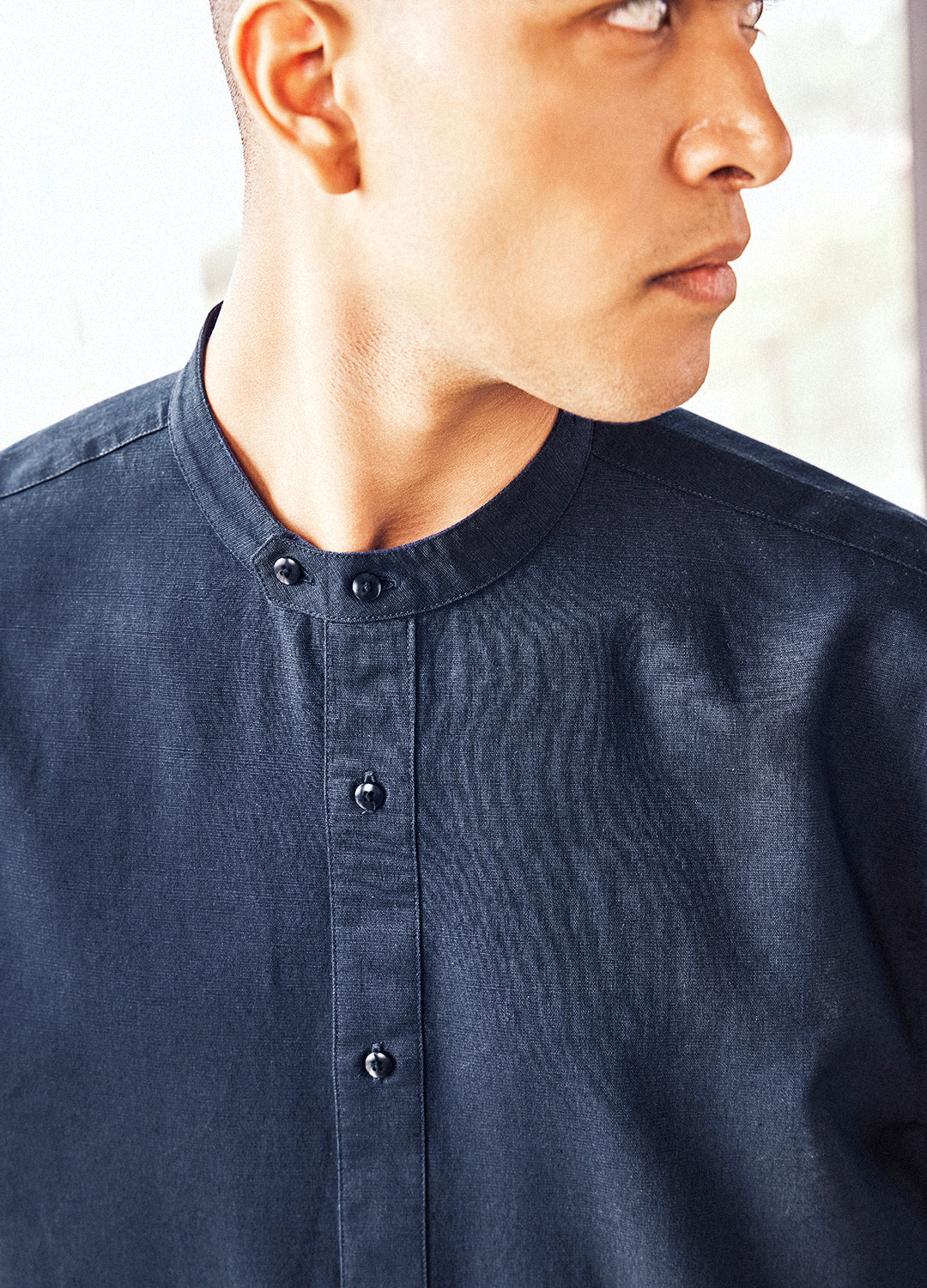 Feroz Navy Cotton Linen Shirt For Men Online