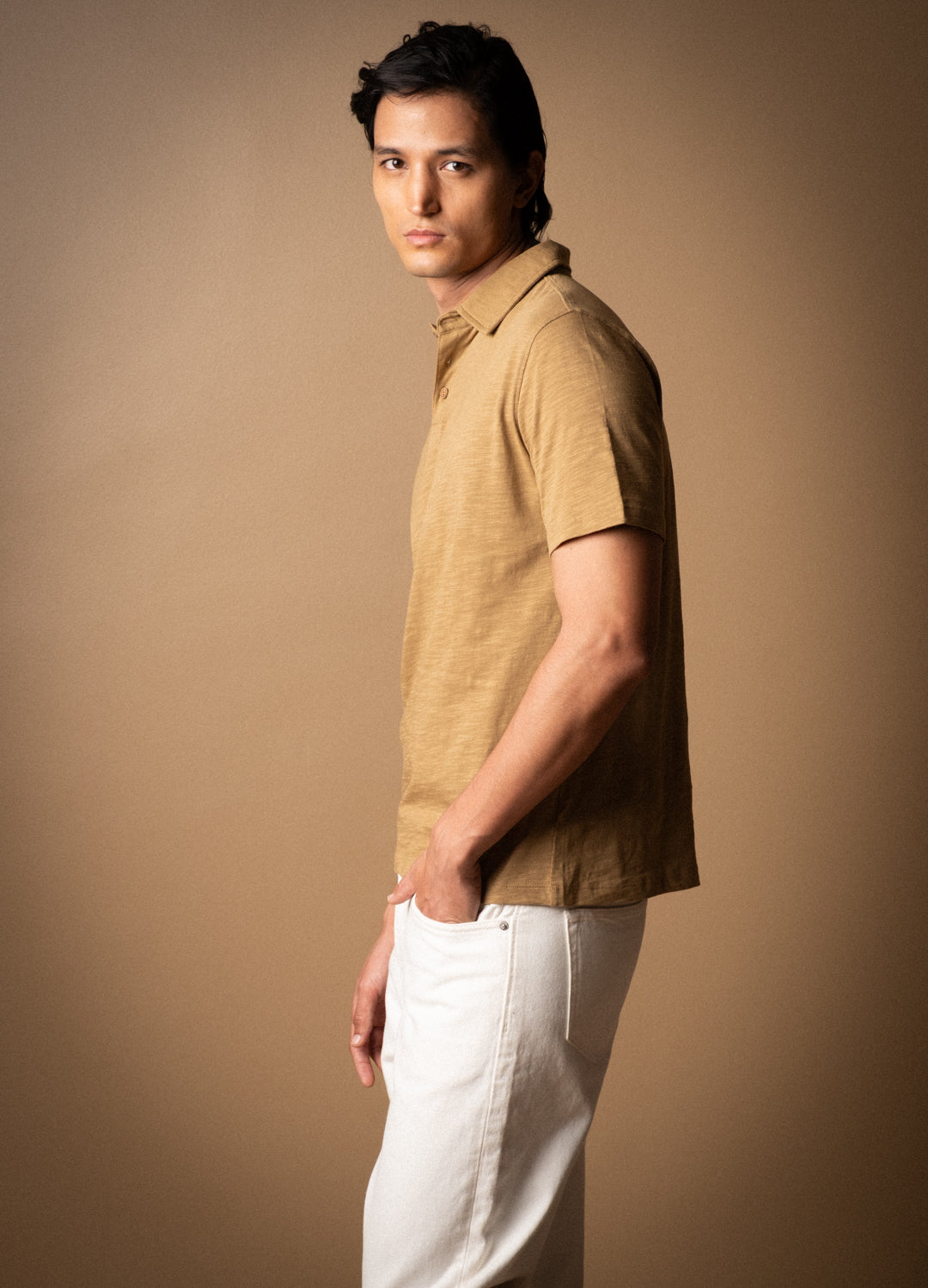 Caramel Slub Polo