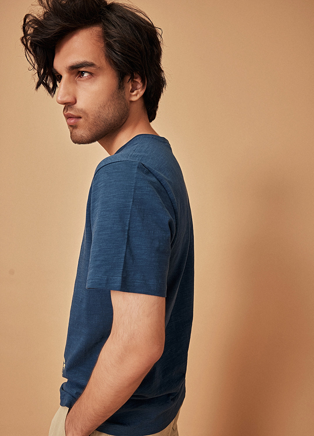Goan Blue Printed Organic Cotton Classic Tee For Men Online