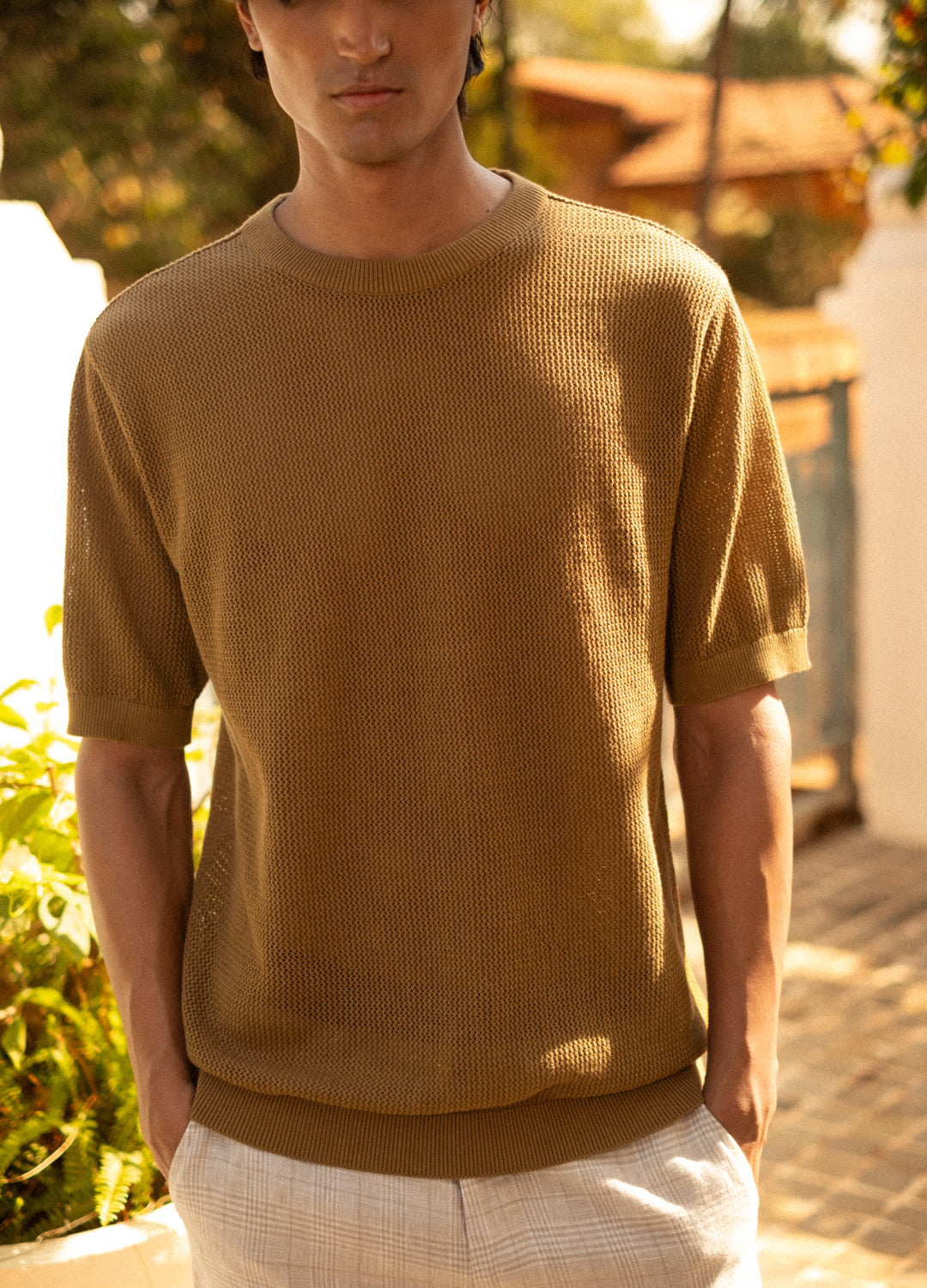 Gold Open-Knit Tee