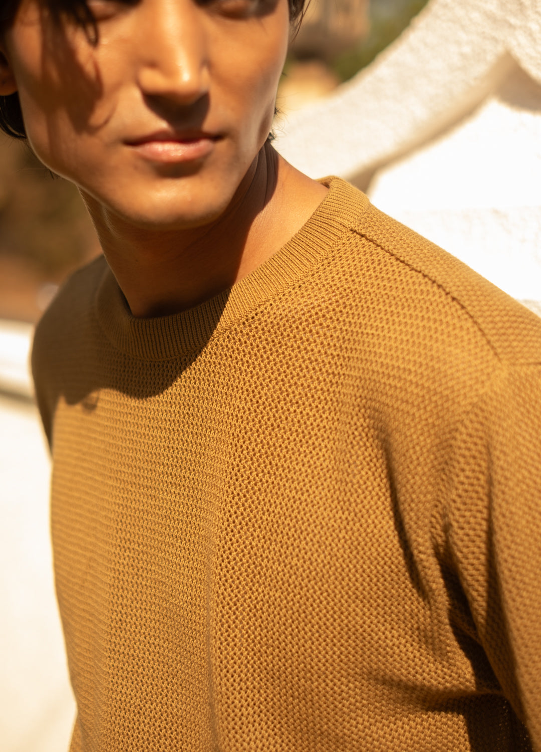 Gold Open-Knit Tee
