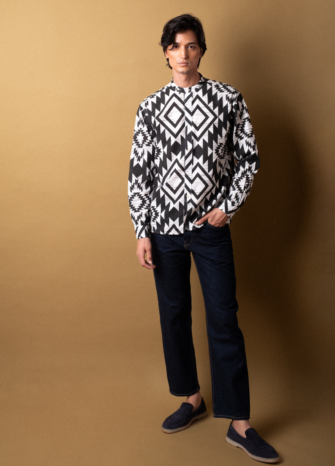 Greca Mandarin Woven Shirt