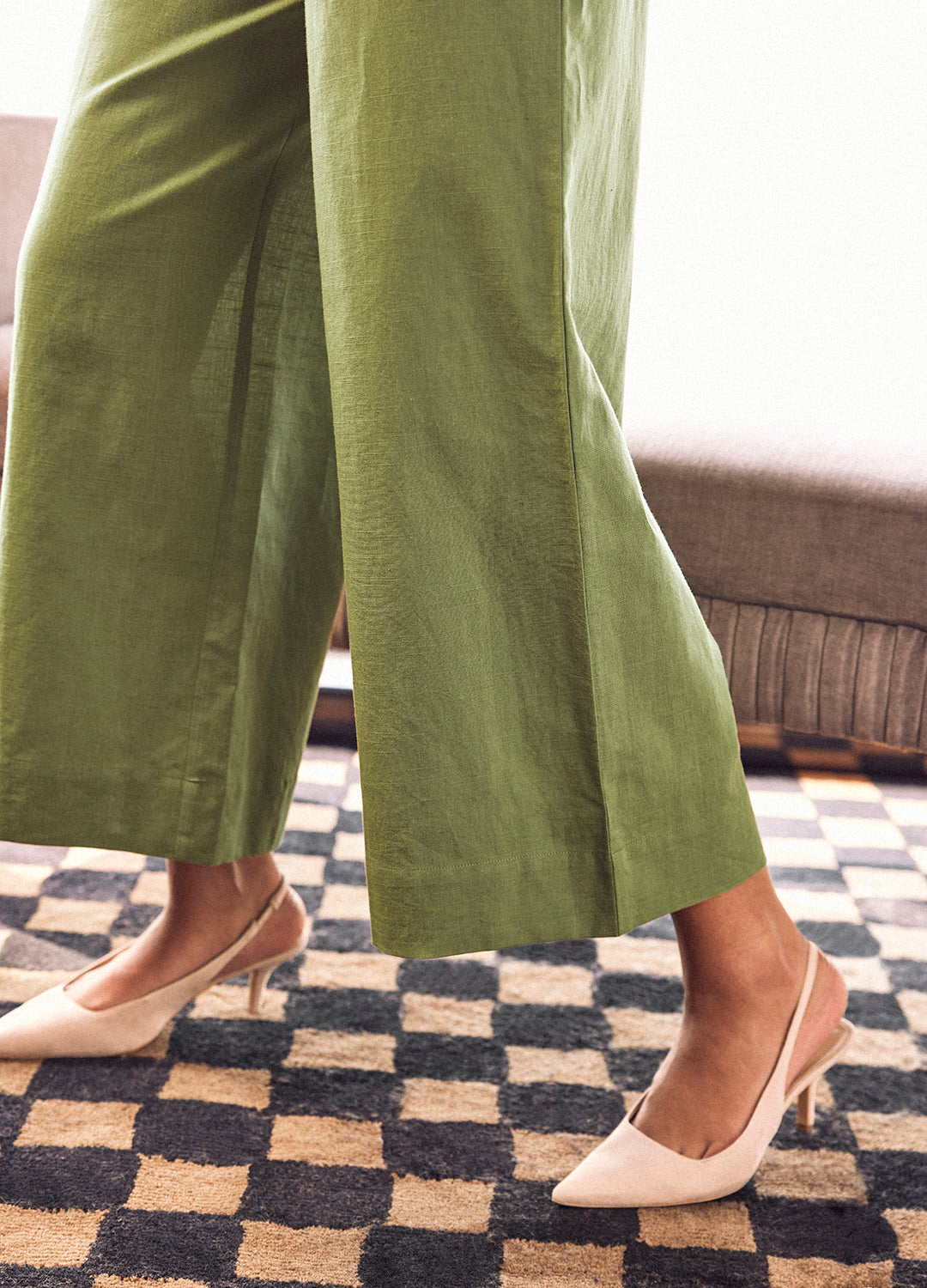 Helen Linen Jumpsuit In Olive