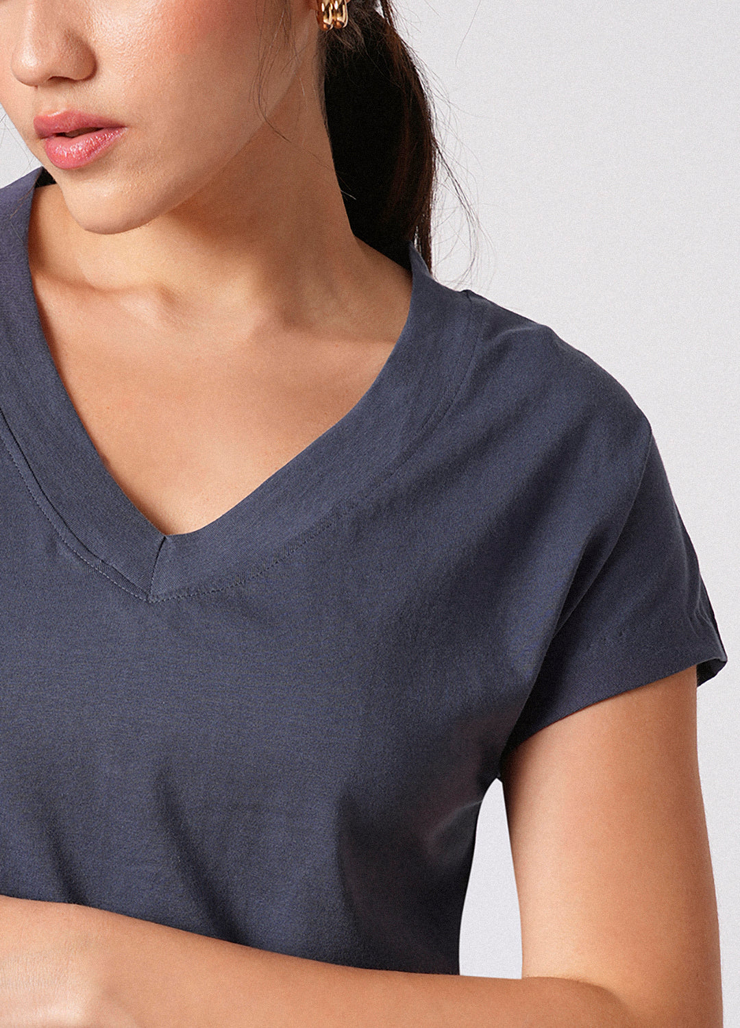 Infinity Blue V Neck Organic Cotton T Shirt For Women Online