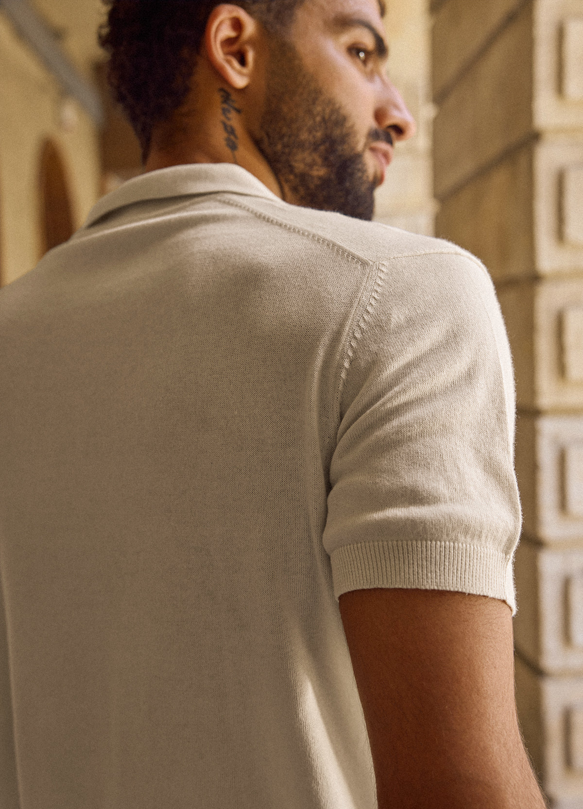 Ivory Fine Knit Polo