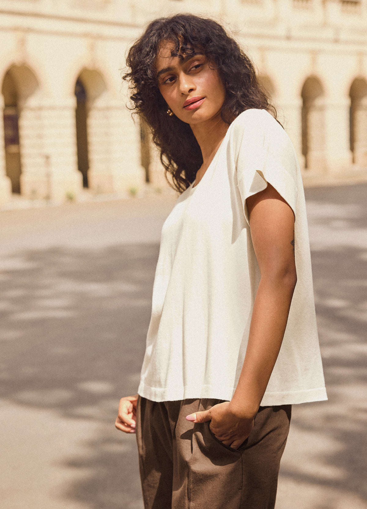 Ivory Fine Knit Tee