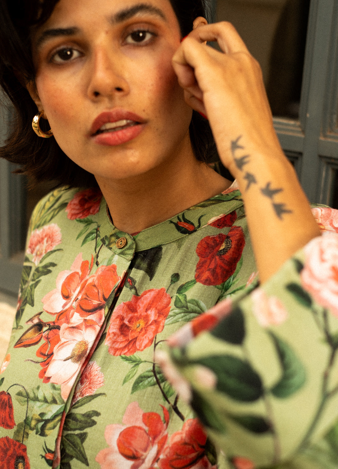 Juniper Green Kimono Organic Cotton Shirt For Women Online