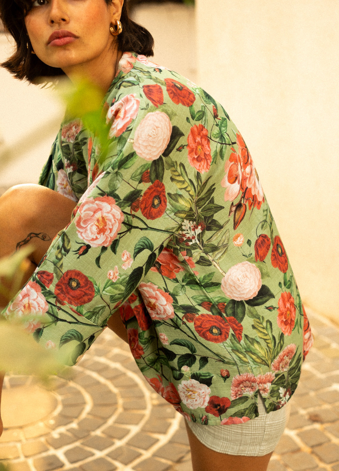 Juniper Green Kimono Organic Cotton Shirt For Women Online