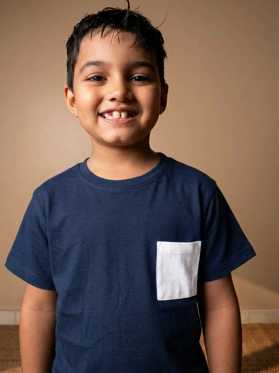 Navy Kids Pocket Tee