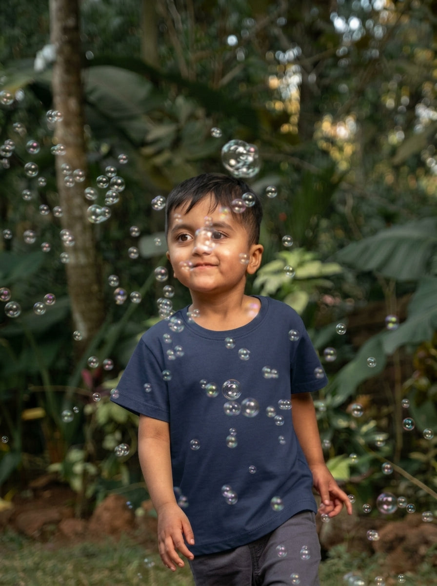 Navy Blue Organic Cotton T Shirt for Boys & Girls Online