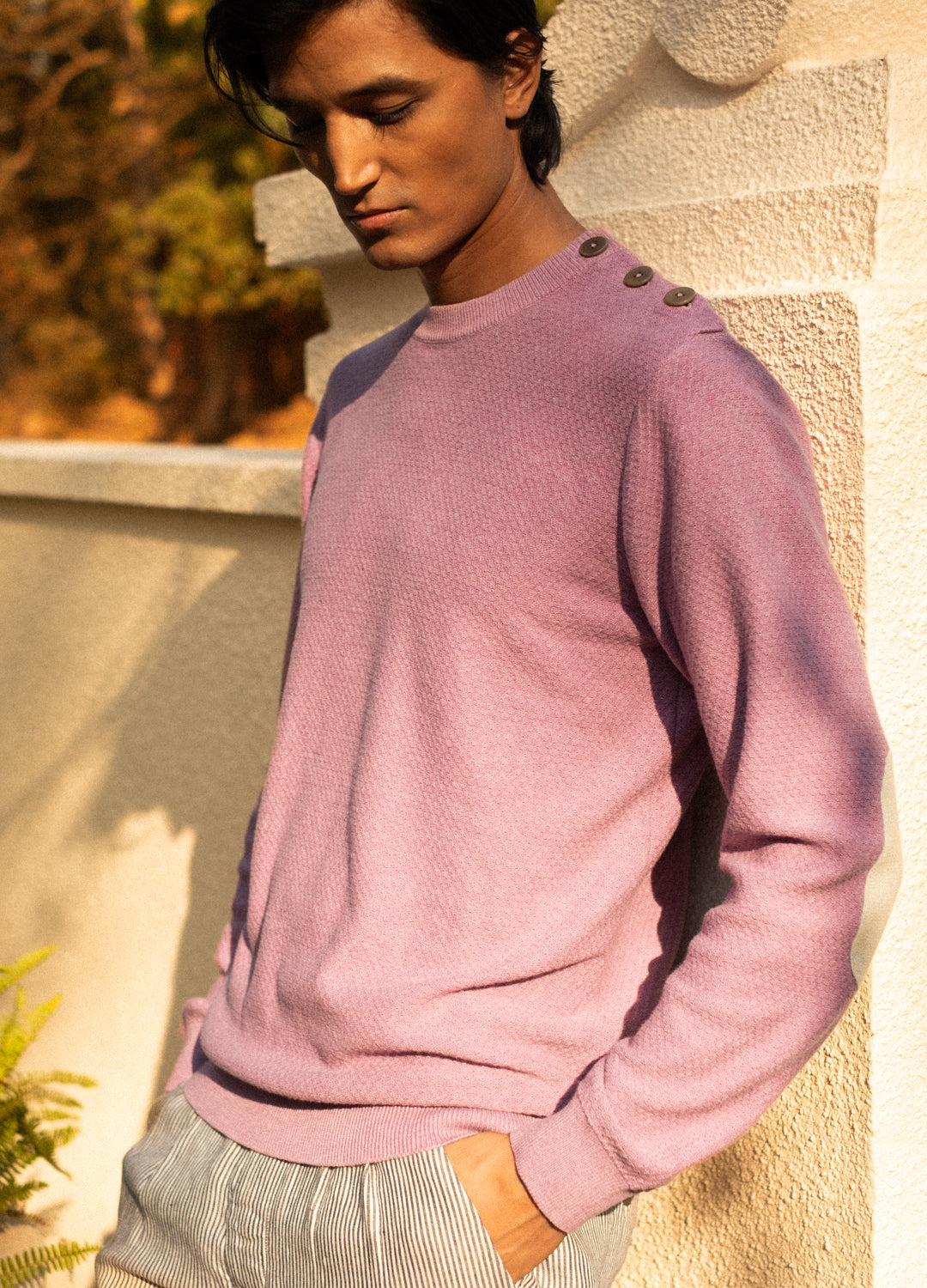 Lavender Buttoned Knit Jumper