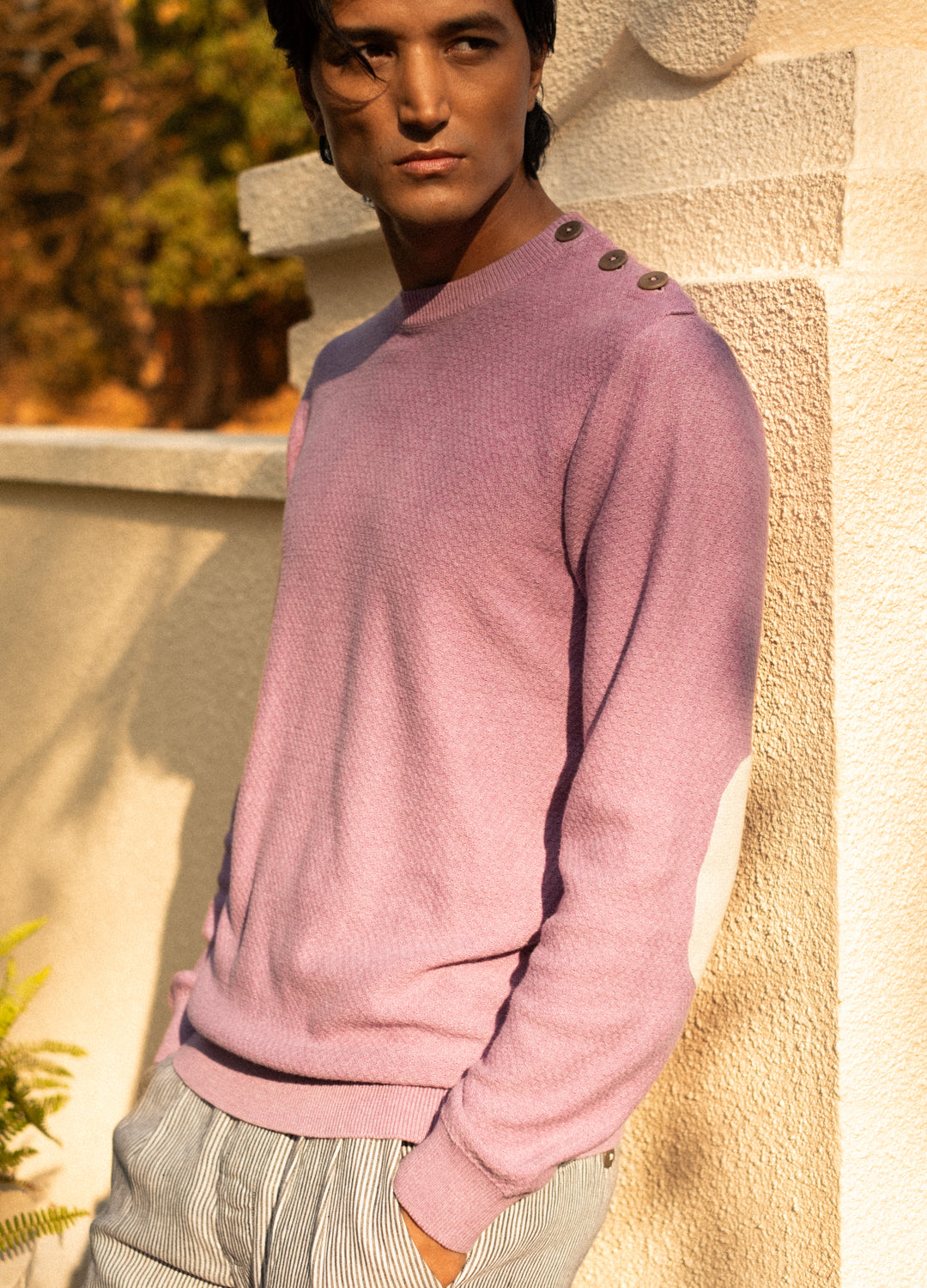 Lavender Buttoned Knit Jumper