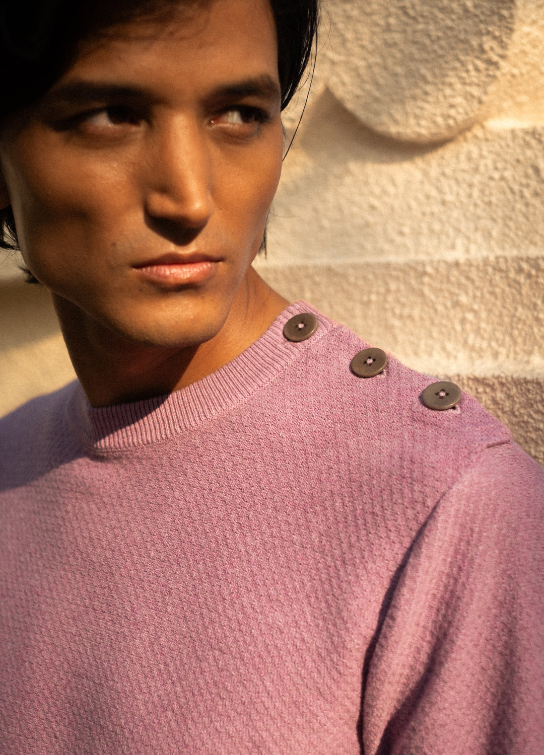 Lavender Buttoned Knit Jumper