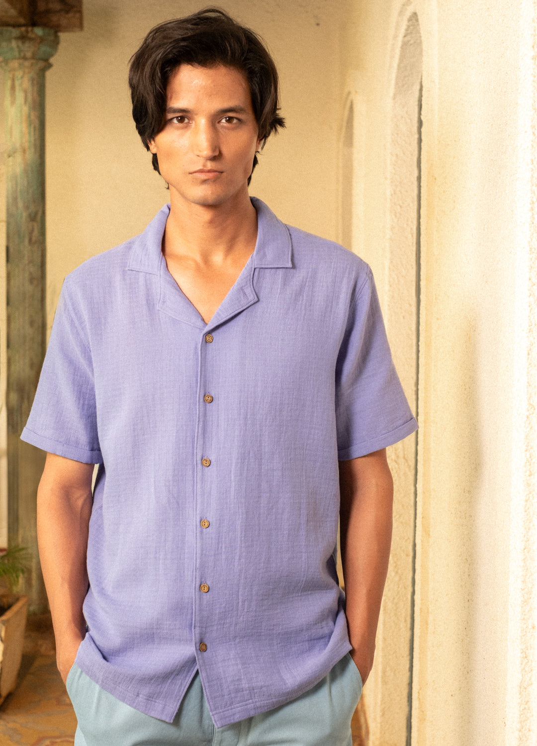 Lavender Cuban Muslin Shirt