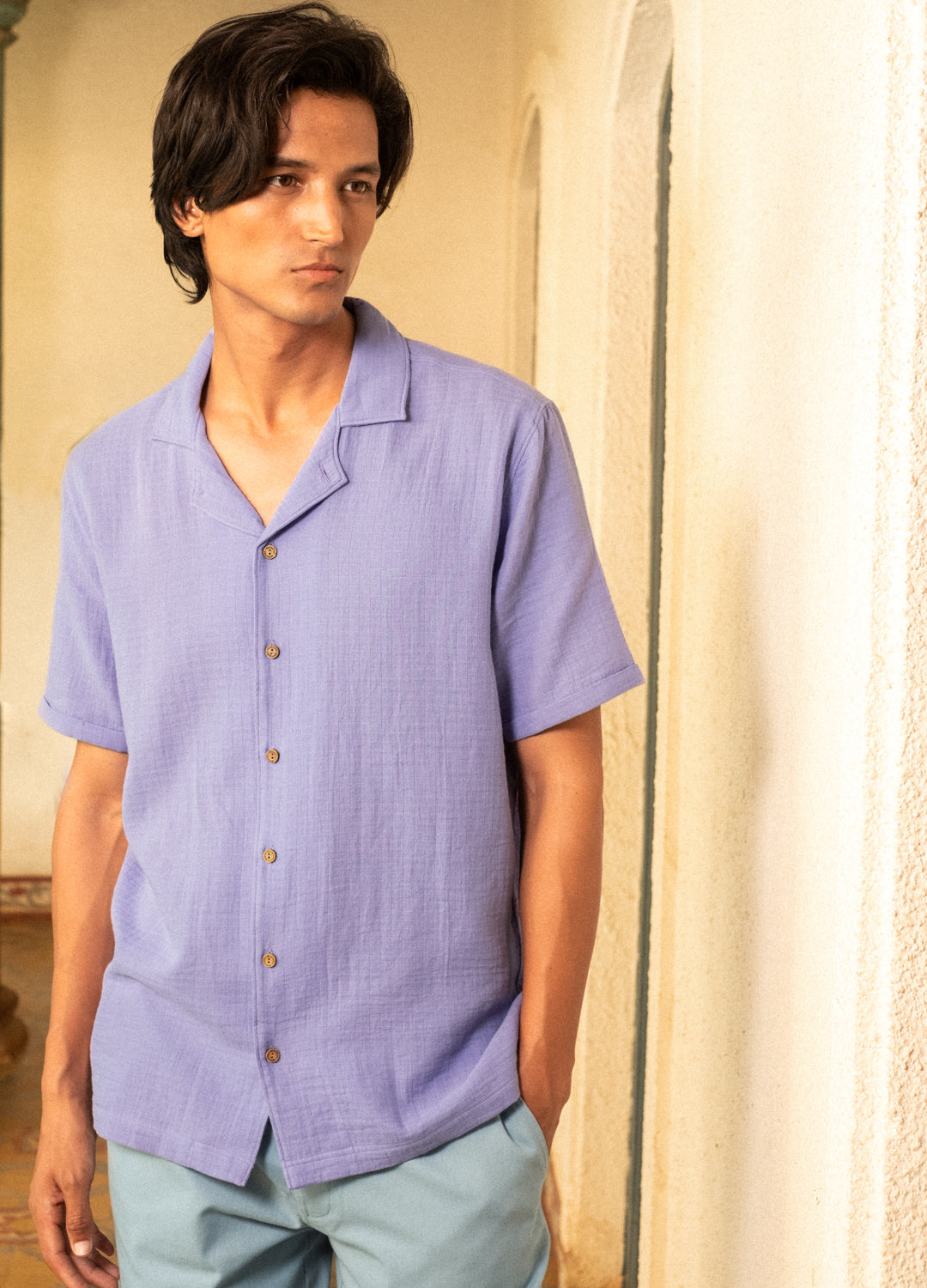 Lavender Cuban Muslin Shirt